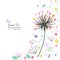 Abstract spring flowers and dandelion greeting card