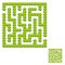 Abstract square labyrinth - green garden. Game for kids. Puzzle for children. One entrance, one exit. Labyrinth conundrum. Vector