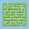 Abstract square labyrinth - green garden, shrubs. Game for kids. Puzzle for children. One entrance, one exit. Labyrinth conundrum.