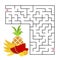 Abstract square maze with a color picture. Delicious tropical fruits. An interesting and useful game for children. Simple flat