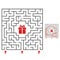 Abstract square maze. Find the path to the gift. Game for kids. Puzzle for children. Labyrinth conundrum. Flat vector illustration