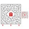 Abstract square maze. Find the path to the gift. Game for kids. Puzzle for children. Labyrinth conundrum. Flat vector illustration