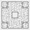 Abstract square maze. An interesting game for teenagers and adults. A simple flat vector illustration isolated on a transparent ba