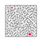 Abstract square maze. An interesting and useful game for children. Find the path from arrow to heart. Simple flat vector