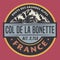 Abstract stamp or emblem with the name of Col de la Bonette, France