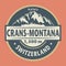 Abstract stamp or emblem with the name of Crans-Montana, Switzerland