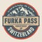 Abstract stamp or emblem with the name of Furka Pass, Switzerland
