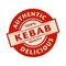 Abstract stamp or label with the text Authentic, Delicious Kebab