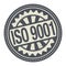 Abstract stamp or label with the text ISO 9001 written inside
