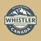 Abstract stamp with the name of town Whistler in Canada