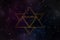 Abstract star tetrahedron merkaba in the universe