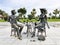 Abstract statues architectural of people drinking tea on Batumi seaside boulevard or Batumi Beach. Georgia, Batumi, April 17, 2019