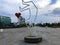 Abstract statues with a man holding a heart on Batumi Primorsky Boulevard or Batumi Beach. Georgia, Batumi, April 17, 2019