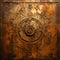 Abstract Steampunk Copper Wall Design With Rust Background