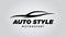 Abstract style auto sports car logo with concept vehicle icon silhouette