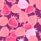 Abstract style seamless pattern with pink random contoured pomegranate elements. Purple background