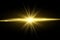 Abstract stylish golden light effect on dark background. Glowing magical star. Bright flares. Gold rays. Magic explosion. Christma