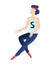 Abstract stylized athlete character. Man in sweatpants and sneakers. Running or jumping. Modern style flat cartoon