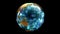 Abstract stylized spinning globe of the planet. Creative and technological design of planet Earth. Looped