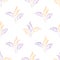 Abstract stylized tulip vector seamless pattern background. Pastel purple white bouquets of hand drawn blossoming tulips