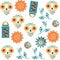 Abstract sugar fantasy skulls seamless pattern. It is located in
