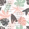 Abstract summer bright floral seamless pattern with trendy hand drawn textures