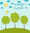 Abstract summer paper background with trees.