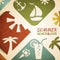 Abstract summer vector illustration. Retro beach