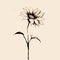 Abstract Sunflower Drawing: Darkly Romantic Illustration In Minimalist Style