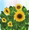 Abstract sunflowers hand painted background