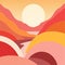 Abstract Sunset Pattern: Realistic Landscapes With Bold Outlines And Soft Tonal Colors