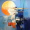 Abstract Suprematism Painting With Blue And Orange Sun
