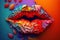 Abstract surreal artistic woman lips, created by AI. Good for any project.