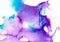 Abstract surreal background with deep purple gradient and azure splashes