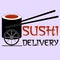 abstract sushi delivery logo made of sushi chopsticks and wheels