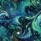 Abstract swirling blue and green background in intricate design (tiled)