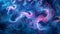 Abstract swirling smoke patterns in blue and pink
