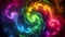 Abstract swirls of neon lights enchant in a rainbow of colors