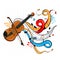 Abstract swirly musical background with Violin music instrument