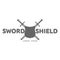 Abstract sword and shield label