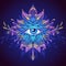 Abstract symbol of All-seeing Eye in Boho style blue lilac pink