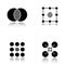 Abstract symbols drop shadow black glyph icons set