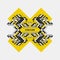 Abstract symmetric design element on yellow cross
