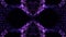 Abstract symmetric pattern of purple feathers on black background, seamless loop. Kaleidoscopic abstract ovals spreading