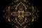 abstract symmetrical pattern on a black background, with a touch of metallic shine