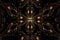 abstract symmetrical pattern on a black background, with a touch of metallic shine
