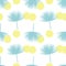 Abstract talipot pattern. Vector tropical palm with yellow circles. Seamless pattern on the theme of summer