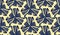 Abstract Tapestry Texture. Indigo Golden Seamless Kaleidoscope. Royal Blue Damask Pattern. Decorative Textile Design. Luxury