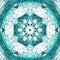 Abstract teal triangle mandala on white background. Indian pattern.
