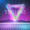 Abstract Techno 1980s Style Background with Triangles, Neon Grid